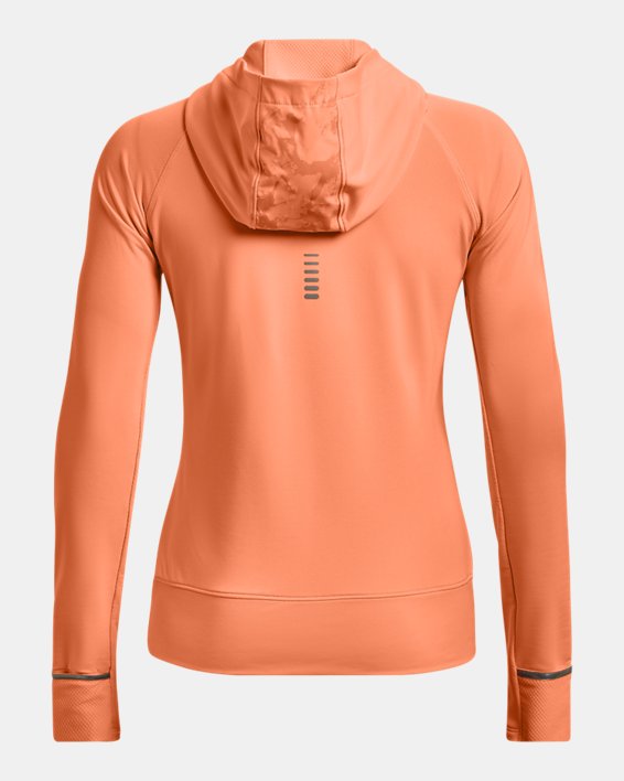 Women's UA OutRun The Cold Hooded ½ Zip, Orange, pdpMainDesktop image number 6